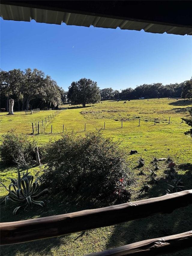 view of yard with a rural view