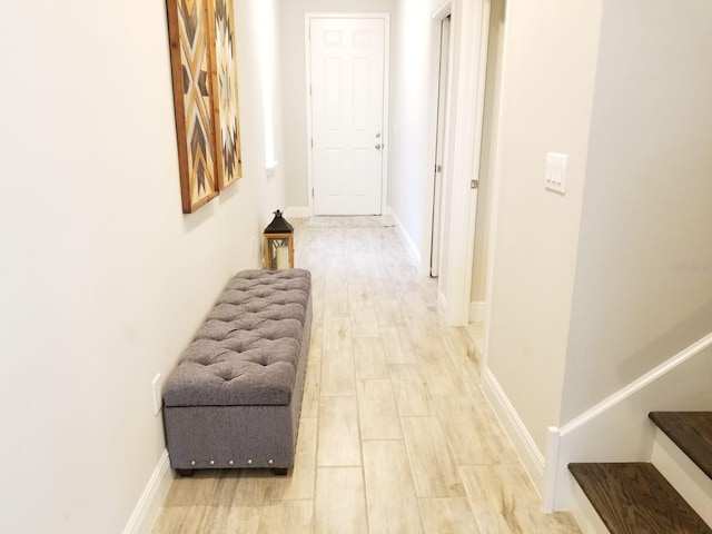 hall featuring light hardwood / wood-style flooring