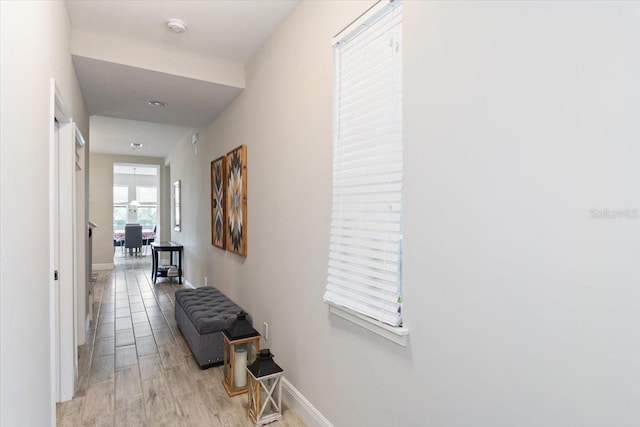 hall featuring light hardwood / wood-style flooring