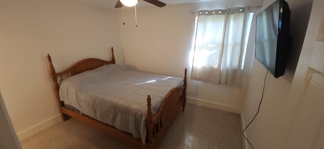 bedroom featuring ceiling fan