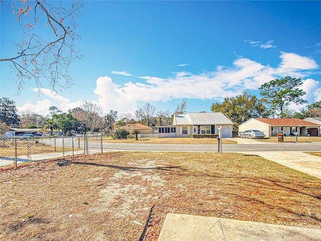 view of yard with a garage