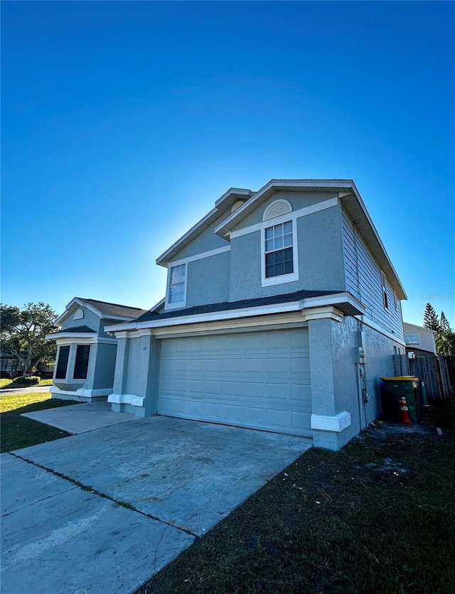 view of property with a garage