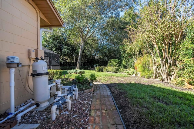 view of yard with a lanai