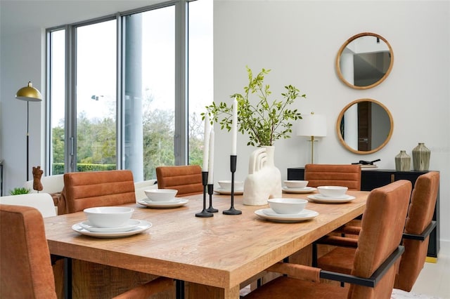 dining room featuring floor to ceiling windows and a wealth of natural light