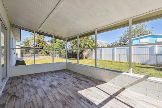 view of unfurnished sunroom