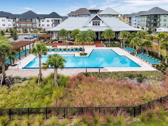 view of pool featuring a patio area