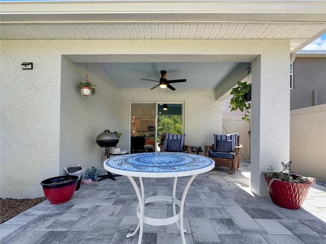 view of patio / terrace with ceiling fan