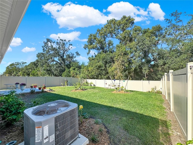 view of yard featuring central AC