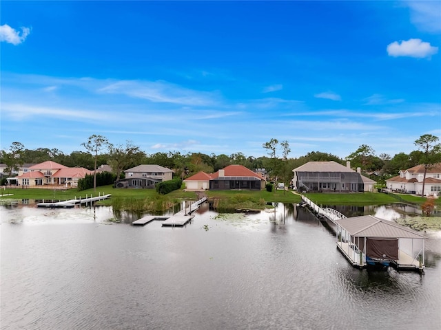 property view of water featuring a dock