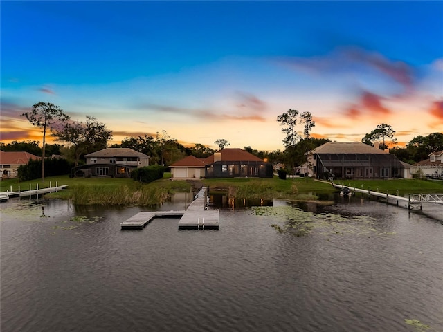 property view of water with a boat dock