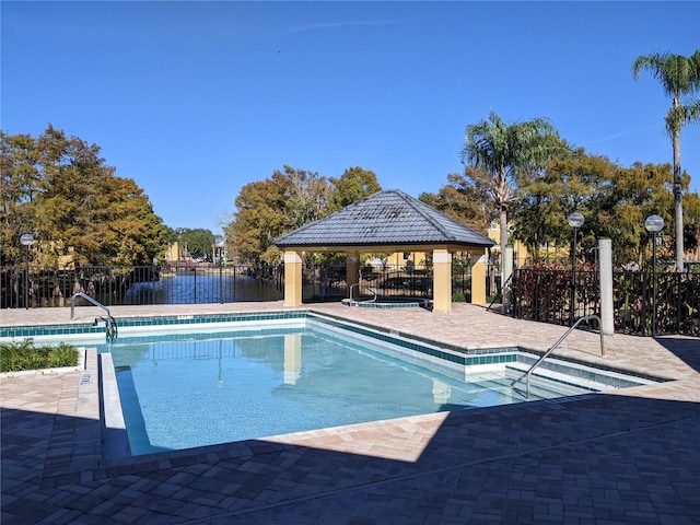 view of pool with a gazebo