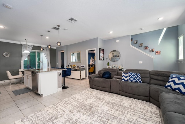 view of tiled living room