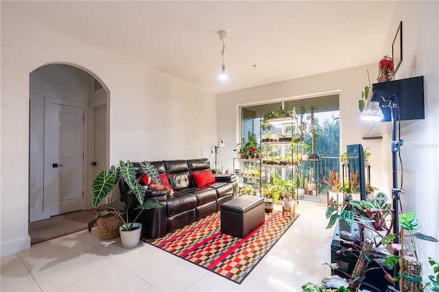 view of tiled living room