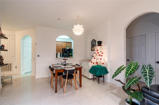 view of tiled dining room