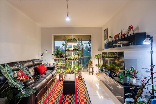 view of tiled living room