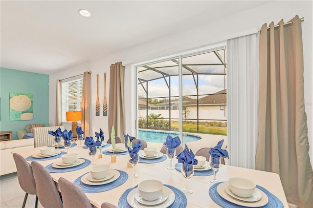 view of tiled dining area