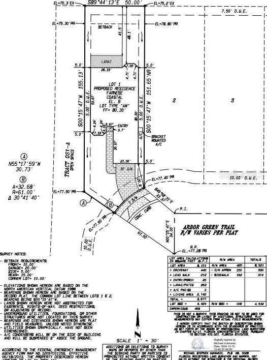 851 Arbor Green Trl, Saint Cloud, FL 34771 - survey map / technical document