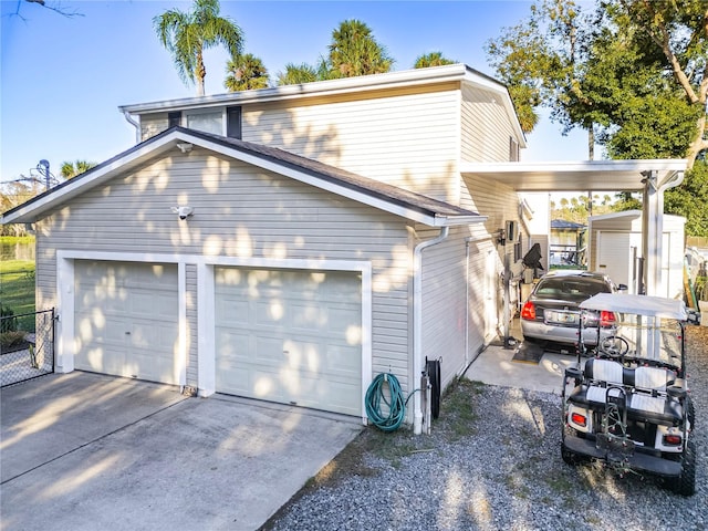 exterior space with a garage