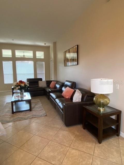 view of tiled living room