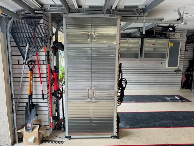 garage with electric panel