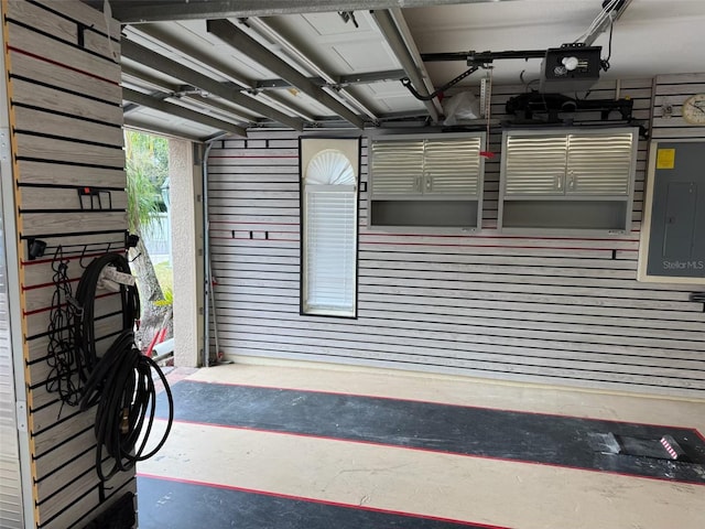 garage featuring electric panel