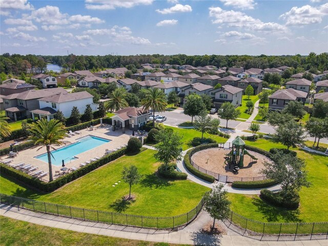 aerial view with a residential view