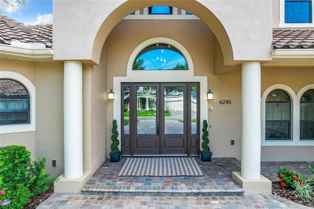 view of exterior entry with french doors