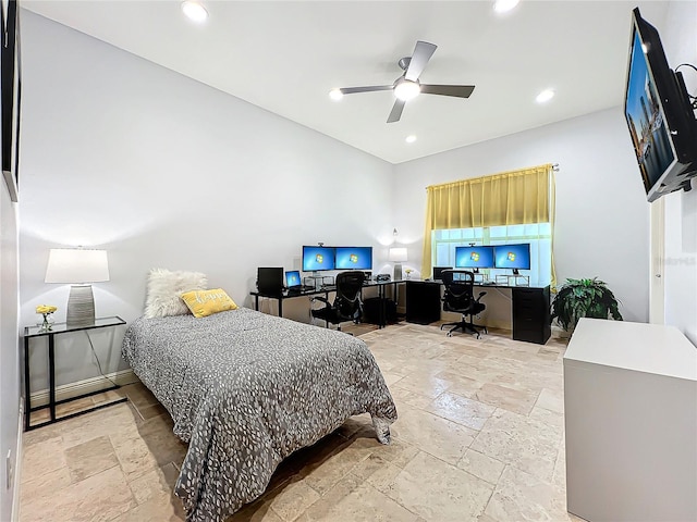 bedroom featuring ceiling fan