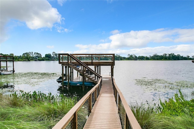 view of dock featuring a water view