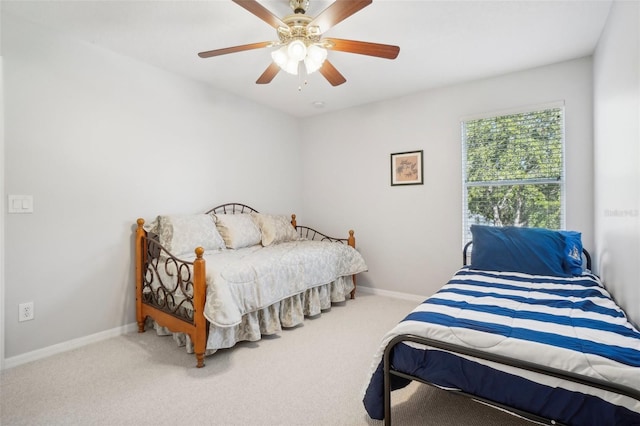 bedroom featuring carpet flooring and ceiling fan