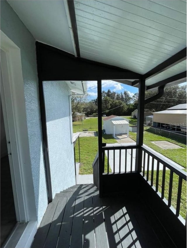 wooden terrace with covered porch