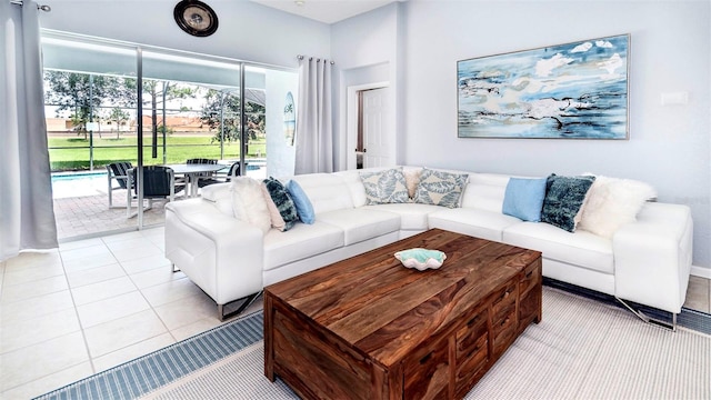 view of tiled living room