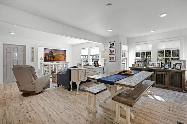 dining room with light hardwood / wood-style flooring