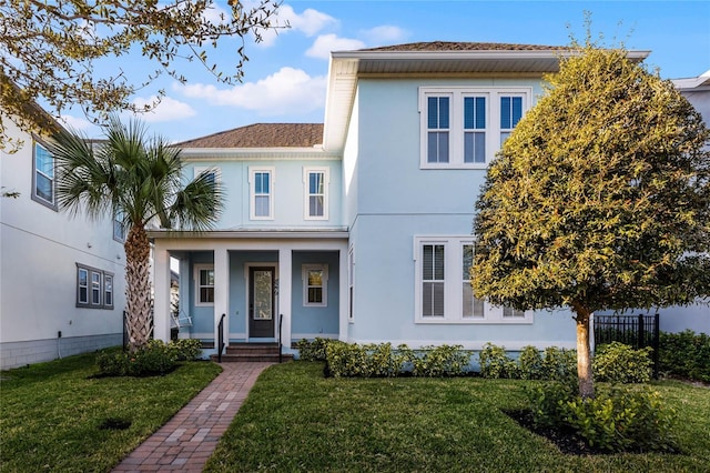 view of front facade featuring a front yard