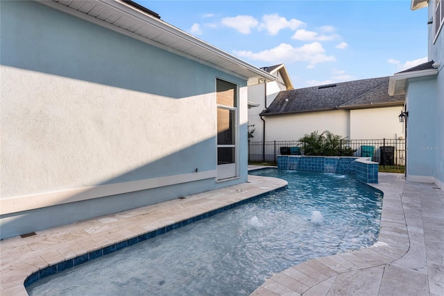 view of pool featuring pool water feature