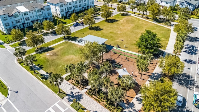 aerial view with a residential view