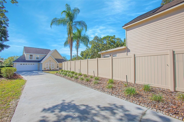 exterior space featuring a garage