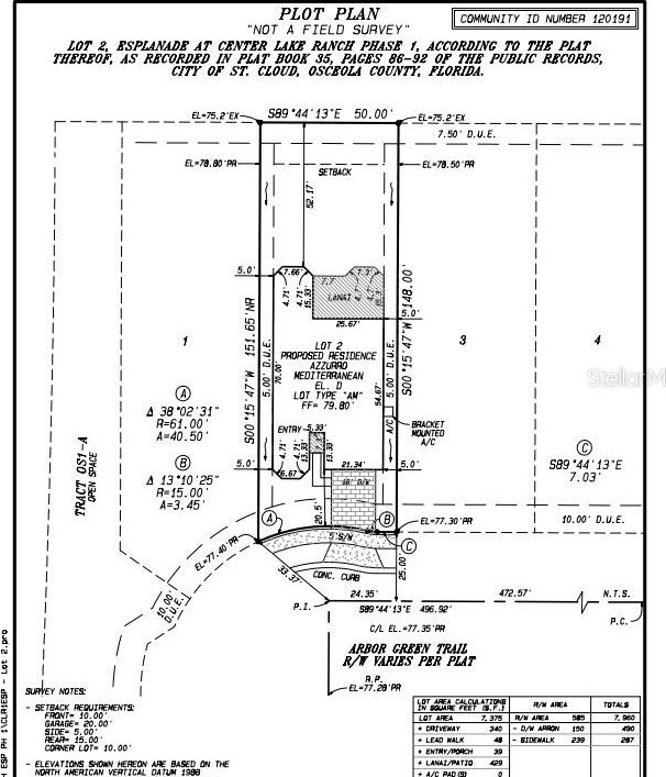 857 Arbor Green Trl, Saint Cloud, FL 34771 - survey map / technical document