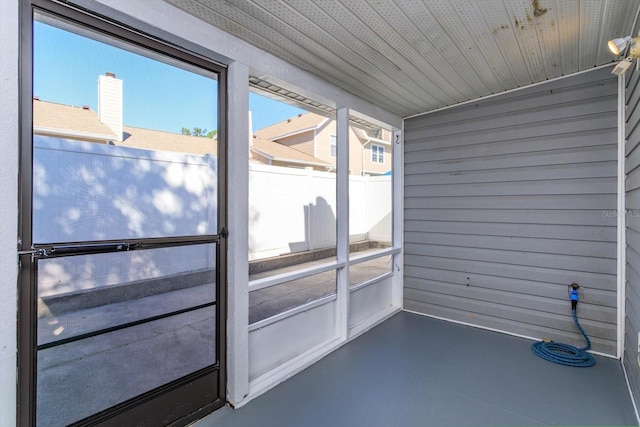 view of unfurnished sunroom