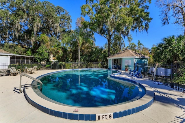 view of pool featuring a patio