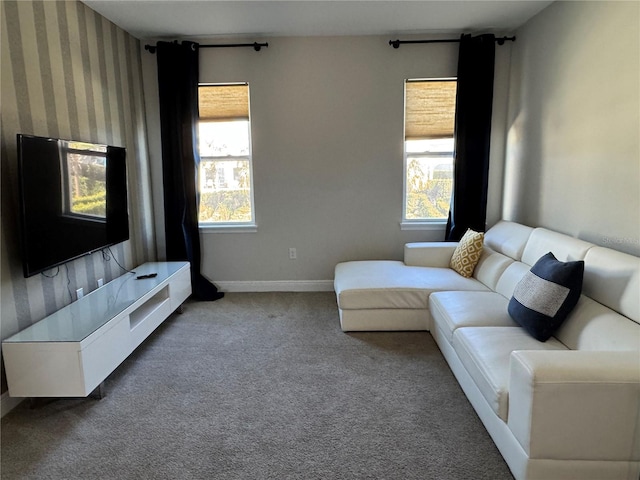 living room featuring carpet