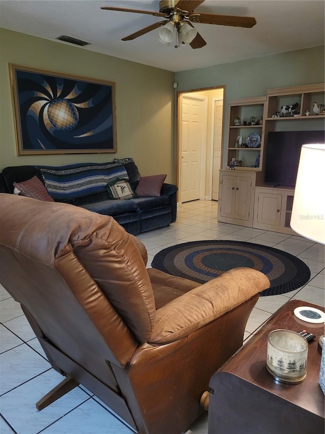 view of tiled living room