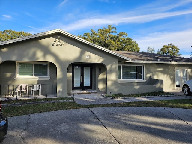 single story home with french doors