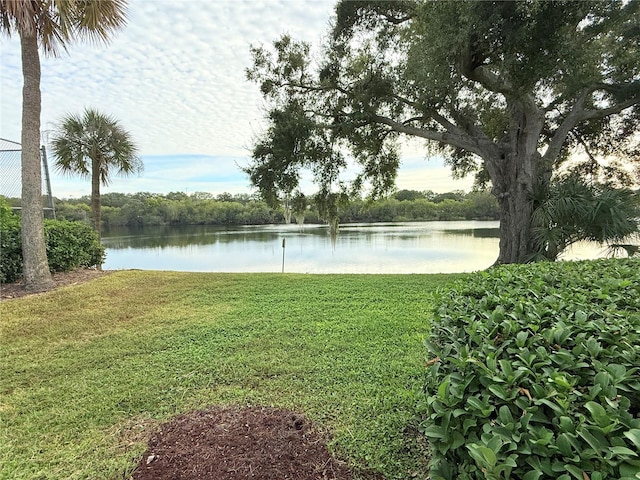 view of yard featuring a water view