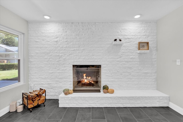 interior details with a fireplace