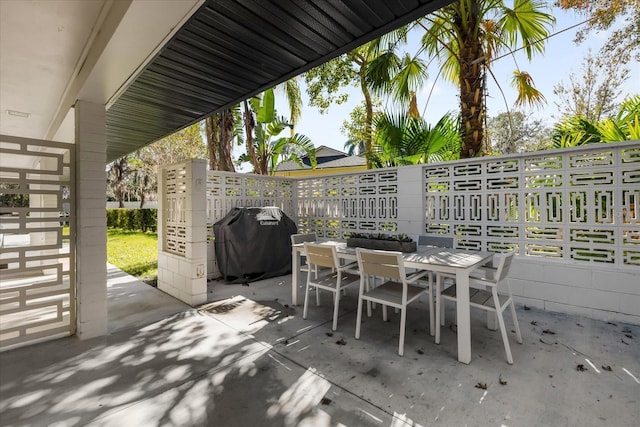 view of patio with area for grilling