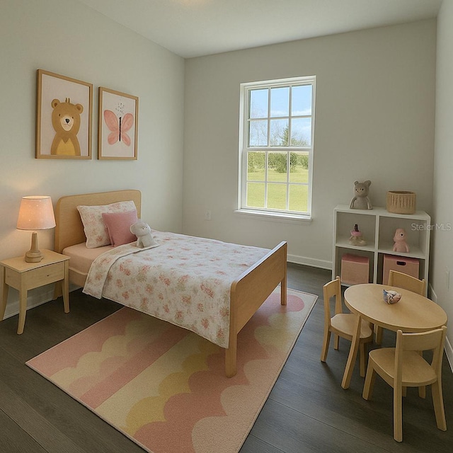 bedroom featuring dark wood-type flooring