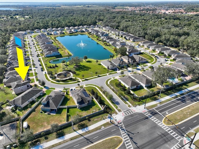 bird's eye view featuring a water view