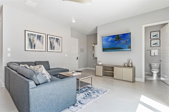 view of tiled living room