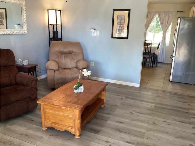 living room featuring light hardwood / wood-style flooring